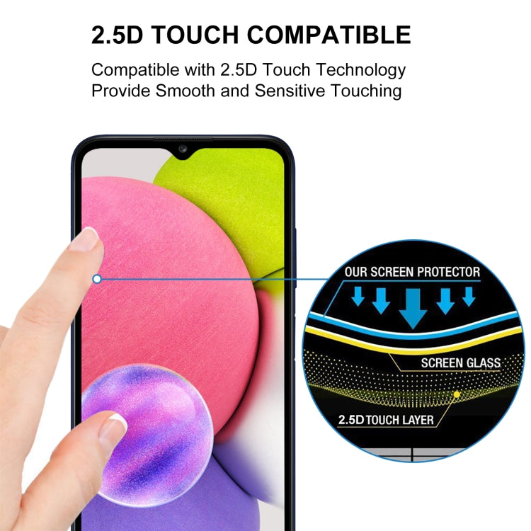 For Samsung Galaxy A03s 25 PCS Full Glue Full Cover Screen Protector Tempered Glass Film