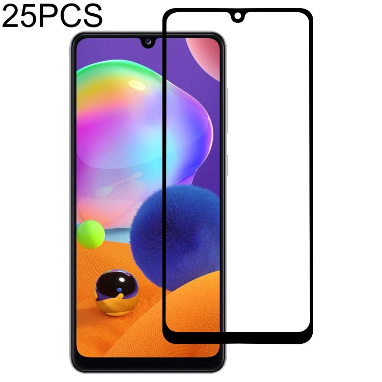 For Samsung Galaxy A31s 25 PCS Full Glue Full Cover Screen Protector Tempered Glass Film