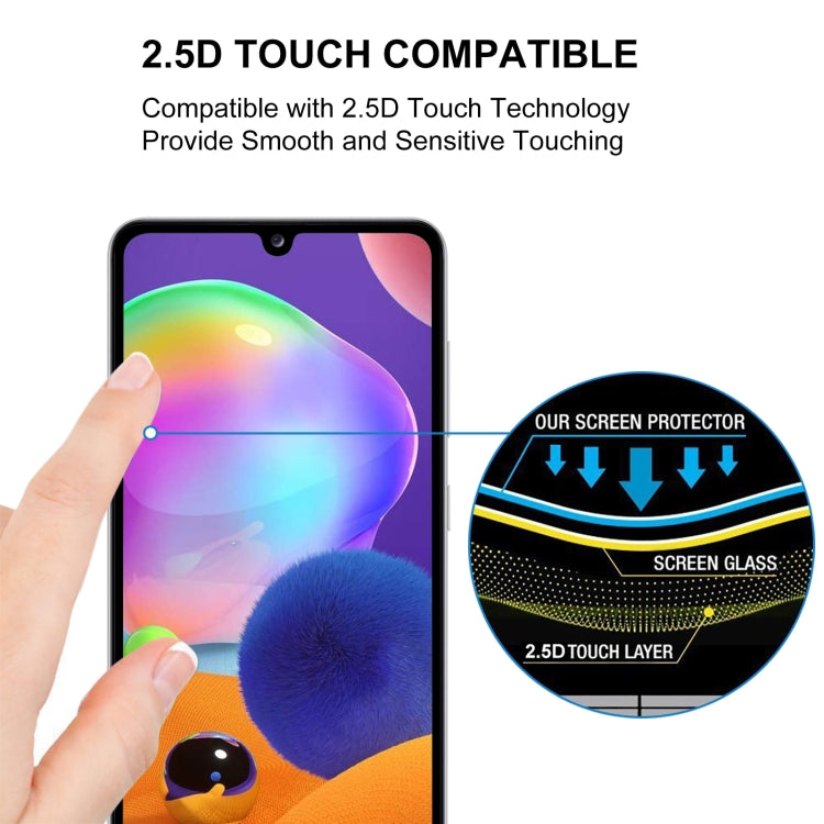 For Samsung Galaxy A31s 25 PCS Full Glue Full Cover Screen Protector Tempered Glass Film