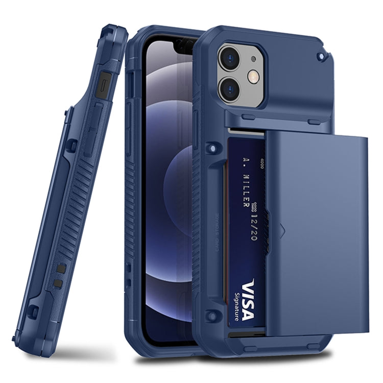 For iPhone 13 Pro Shockproof Heavy Duty Armor Protective Case with Slide Multi-Card Slot