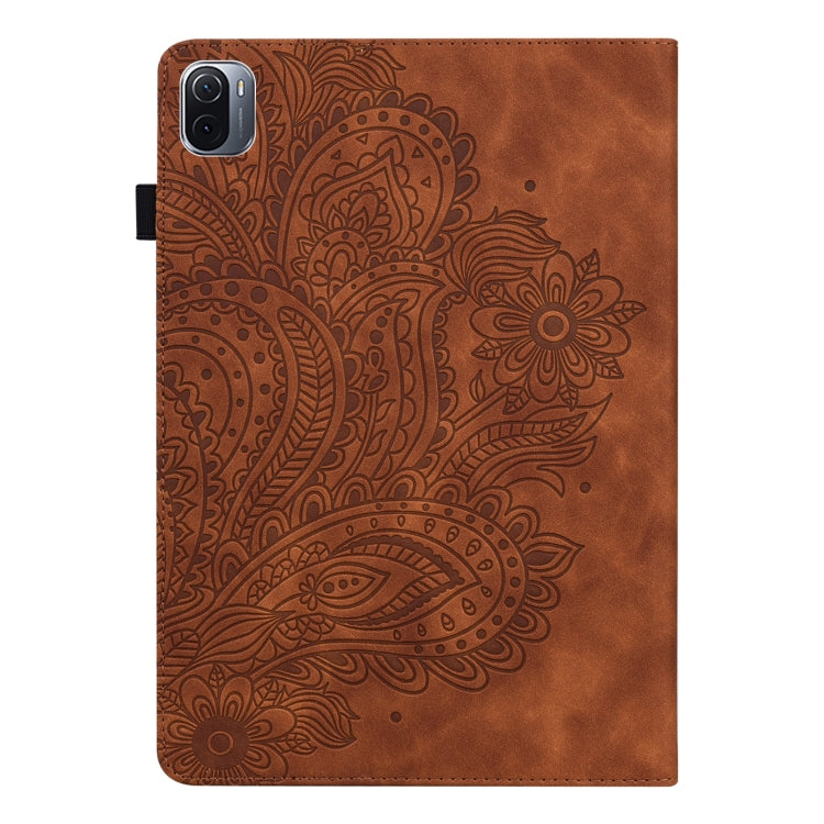 For Xiaomi Pad 5 Pro / Pad 5 Peacock Embossed Pattern TPU + PU Horizontal Flip Leather Case with Holder & Card Slots & Wallet & Sleep / Wake-up Function