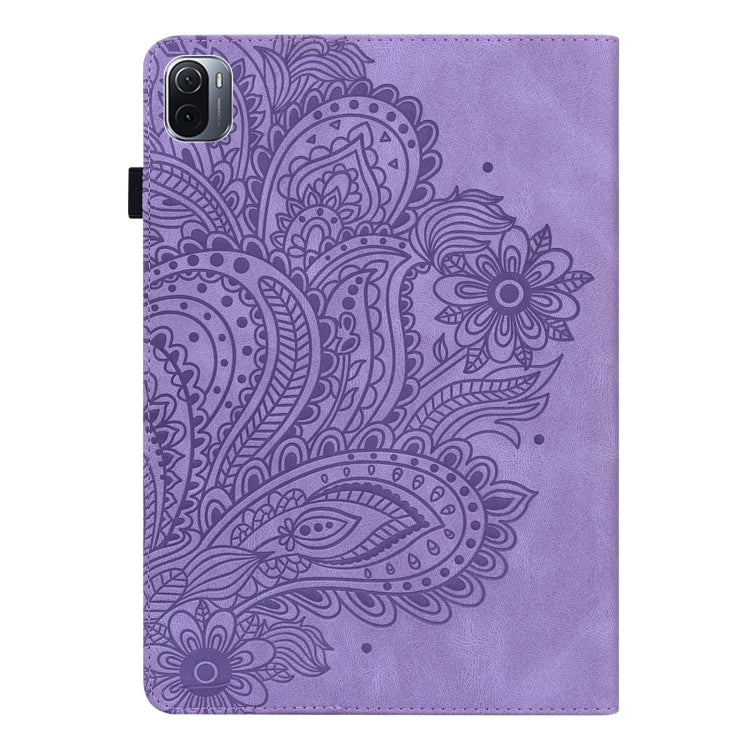 For Xiaomi Pad 5 Pro / Pad 5 Peacock Embossed Pattern TPU + PU Horizontal Flip Leather Case with Holder & Card Slots & Wallet & Sleep / Wake-up Function