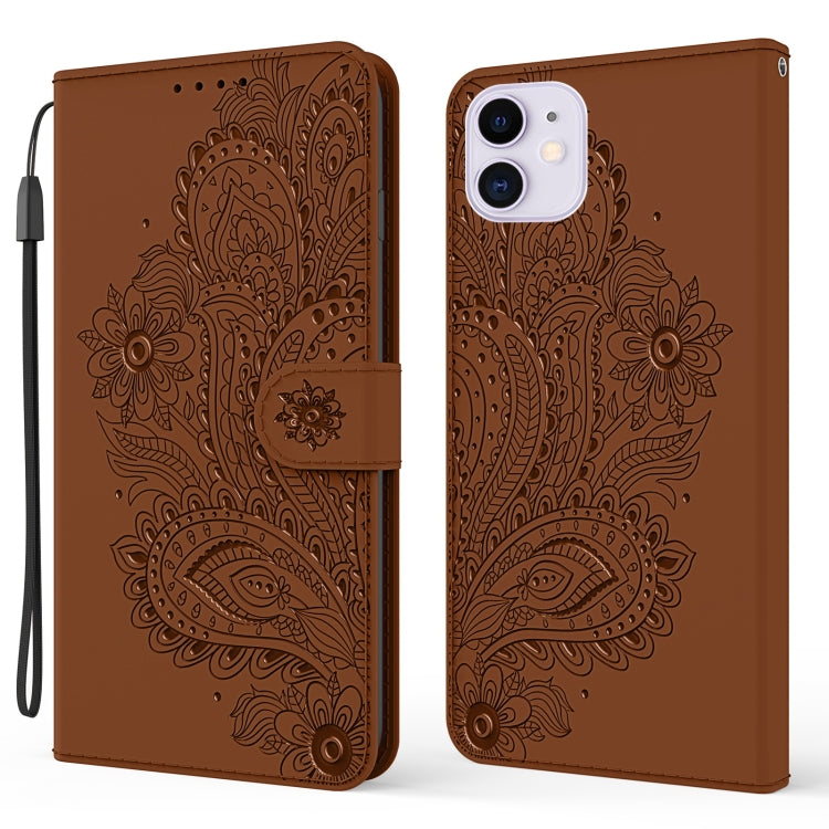 For iPhone 13 Peacock Embossed Pattern Horizontal Flip Leather Case with Holder & Card Slots & Wallet & Lanyard