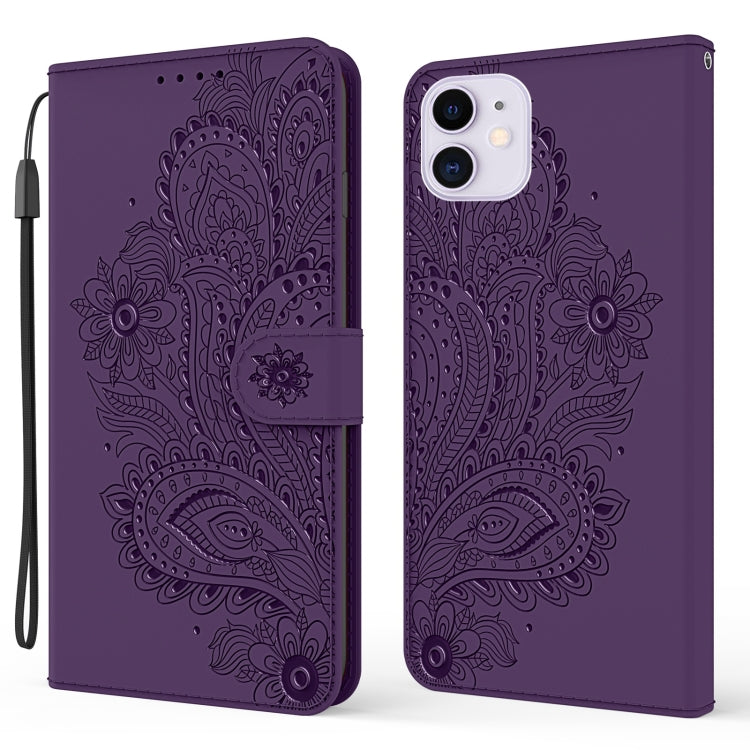 For iPhone 13 Peacock Embossed Pattern Horizontal Flip Leather Case with Holder & Card Slots & Wallet & Lanyard