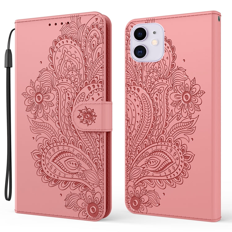 For iPhone 13 Peacock Embossed Pattern Horizontal Flip Leather Case with Holder & Card Slots & Wallet & Lanyard