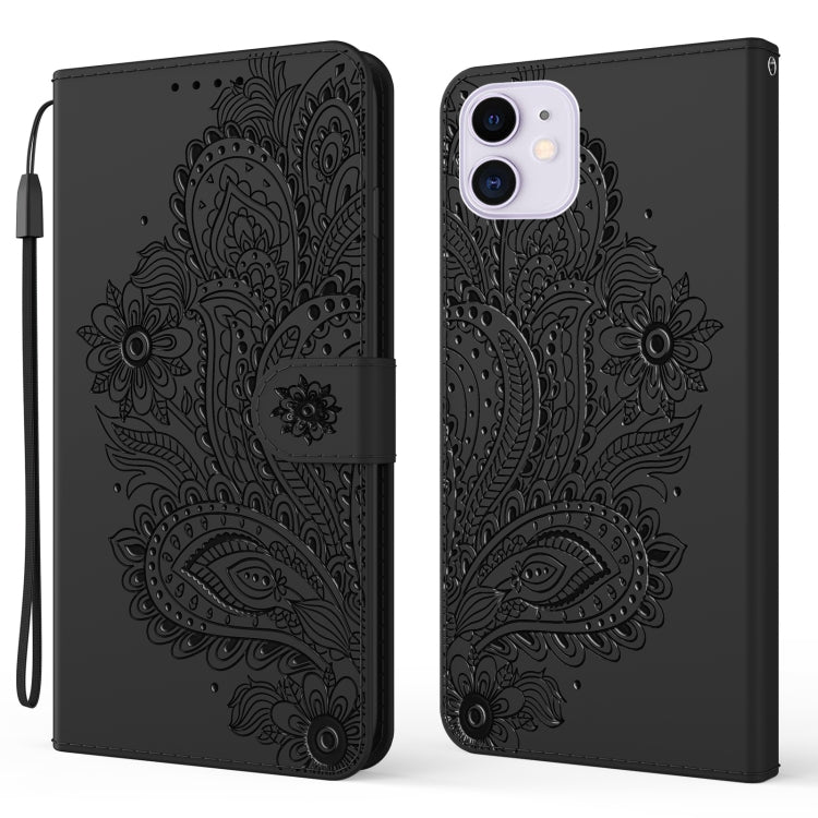 For iPhone 13 Peacock Embossed Pattern Horizontal Flip Leather Case with Holder & Card Slots & Wallet & Lanyard