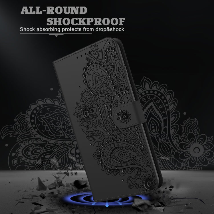 For iPhone 13 Pro Peacock Embossed Pattern Horizontal Flip Leather Case with Holder & Card Slots & Wallet & Lanyard