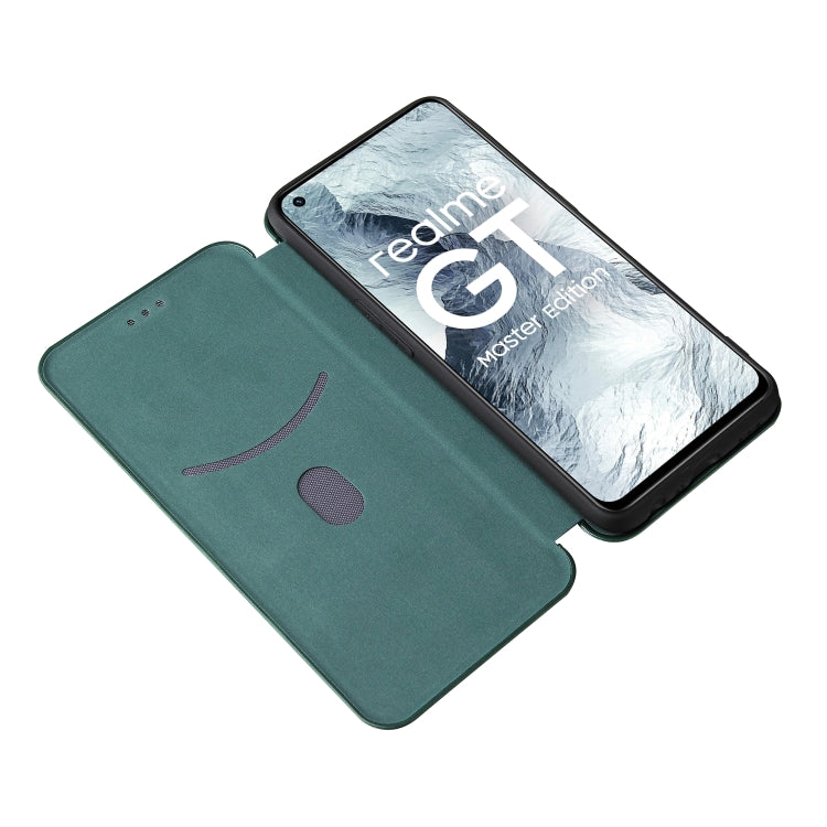 Carbon Fiber Texture Horizontal Flip TPU + PC + PU Leather Case with Card Slot For OPPO Realme GT Master