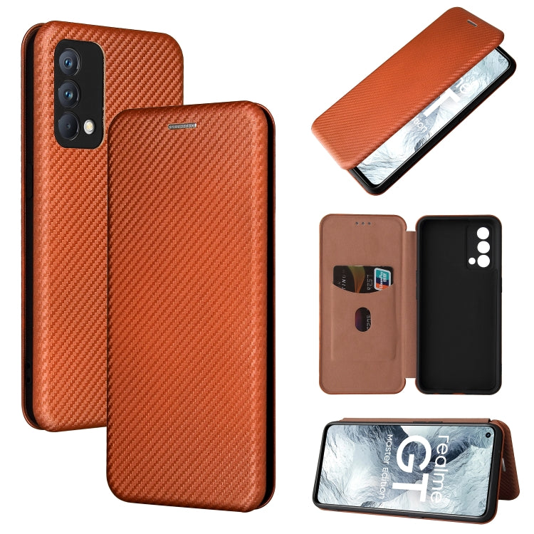 Carbon Fiber Texture Horizontal Flip TPU + PC + PU Leather Case with Card Slot For OPPO Realme GT Master