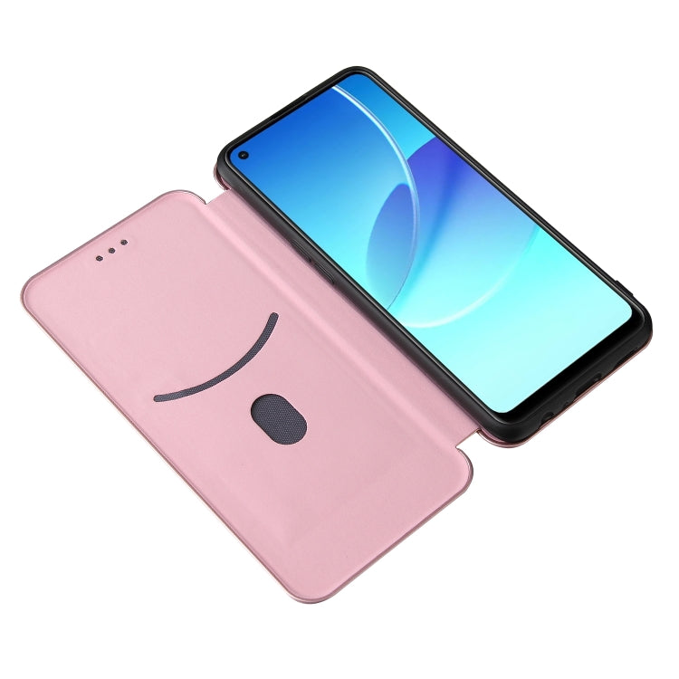 Carbon Fiber Texture Horizontal Flip TPU + PC + PU Leather Case with Card Slot For OPPO Reno6 Z