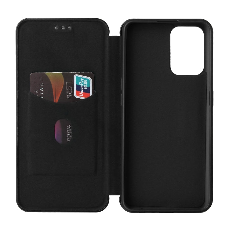 Carbon Fiber Texture Horizontal Flip TPU + PC + PU Leather Case with Card Slot For OPPO Reno6 Z