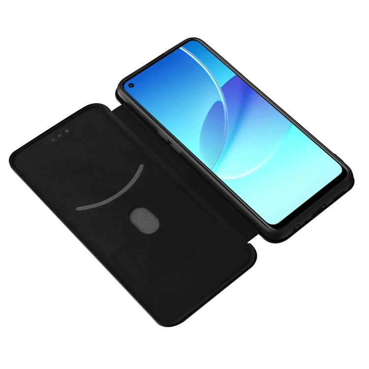 Carbon Fiber Texture Horizontal Flip TPU + PC + PU Leather Case with Card Slot For OPPO Reno6 Z