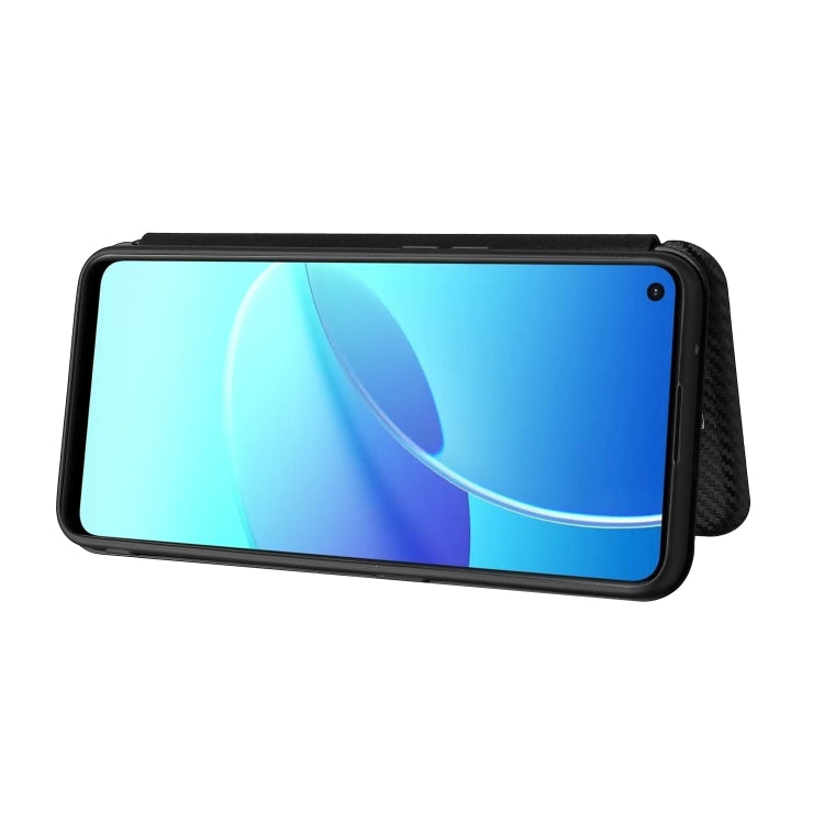 Carbon Fiber Texture Horizontal Flip TPU + PC + PU Leather Case with Card Slot For OPPO Reno6 Z