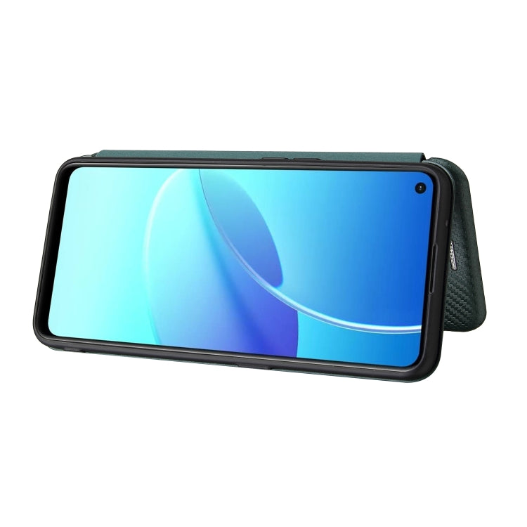 Carbon Fiber Texture Horizontal Flip TPU + PC + PU Leather Case with Card Slot For OPPO Reno6 Z