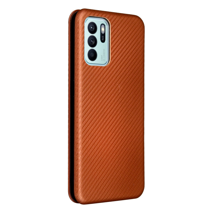 Carbon Fiber Texture Horizontal Flip TPU + PC + PU Leather Case with Card Slot For OPPO Reno6 Z