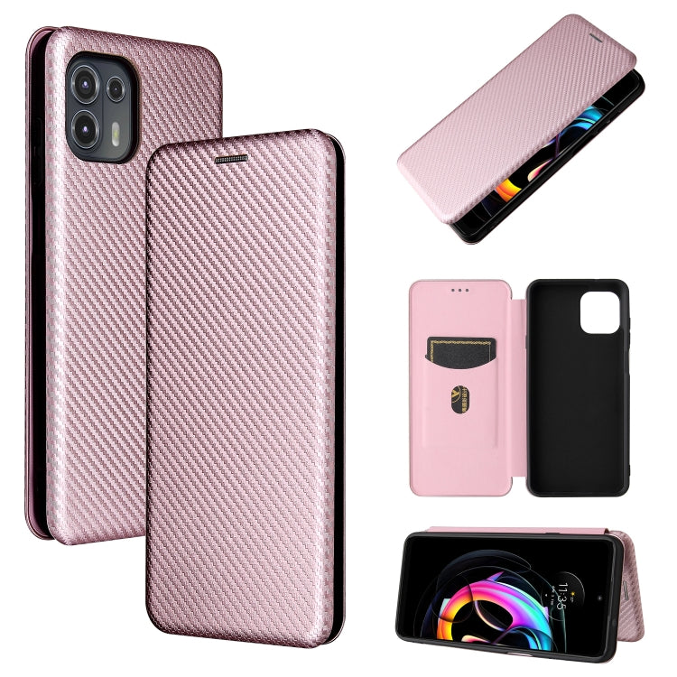 Carbon Fiber Texture Horizontal Flip TPU + PC + PU Leather Case with Card Slot For Motorola Edge 20 Lite