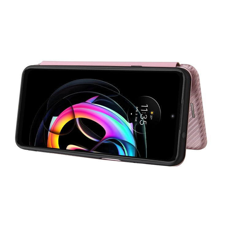 Carbon Fiber Texture Horizontal Flip TPU + PC + PU Leather Case with Card Slot For Motorola Edge 20 Lite