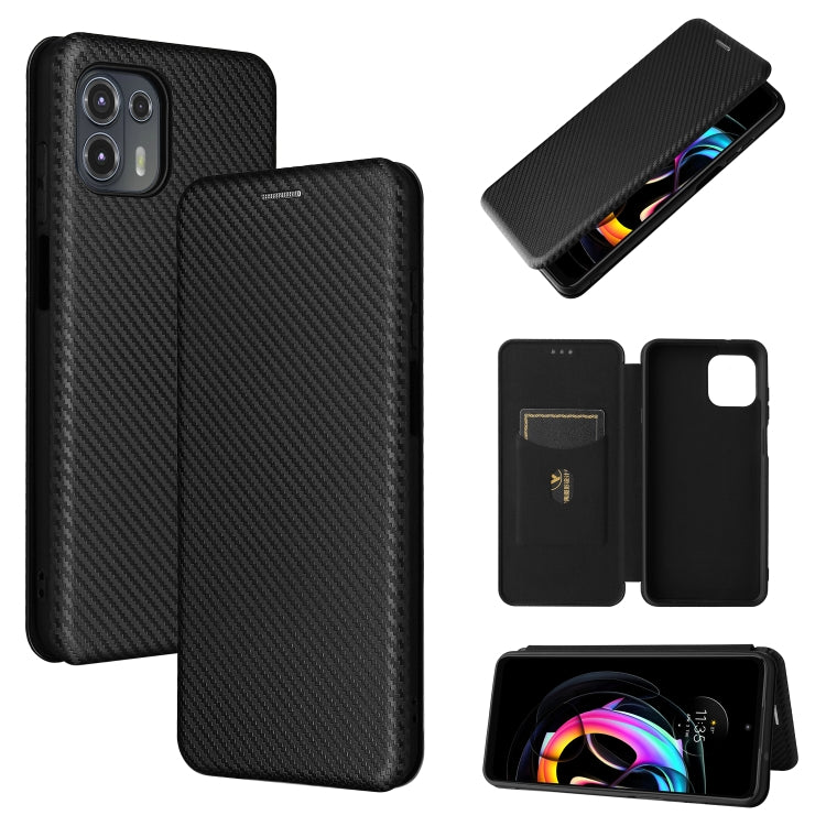 Carbon Fiber Texture Horizontal Flip TPU + PC + PU Leather Case with Card Slot For Motorola Edge 20 Lite