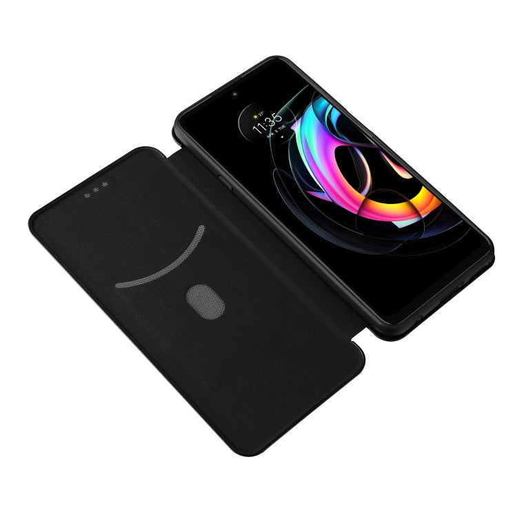 Carbon Fiber Texture Horizontal Flip TPU + PC + PU Leather Case with Card Slot For Motorola Edge 20 Lite
