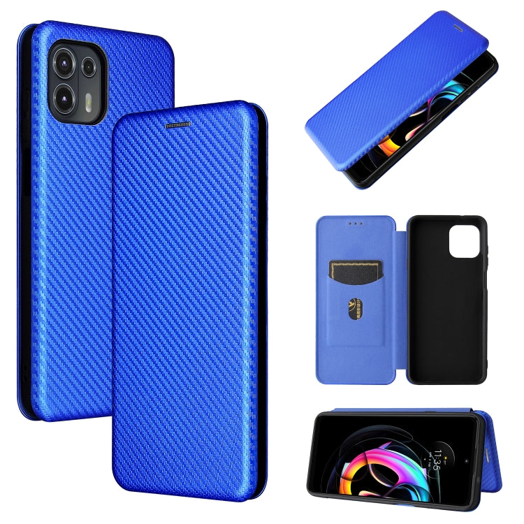 Carbon Fiber Texture Horizontal Flip TPU + PC + PU Leather Case with Card Slot For Motorola Edge 20 Lite