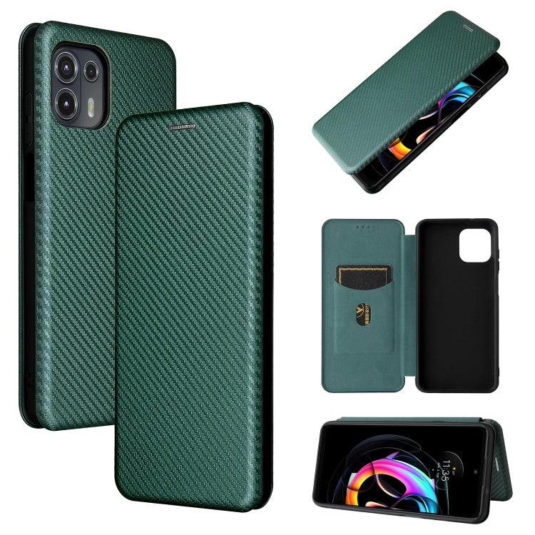 Carbon Fiber Texture Horizontal Flip TPU + PC + PU Leather Case with Card Slot For Motorola Edge 20 Lite