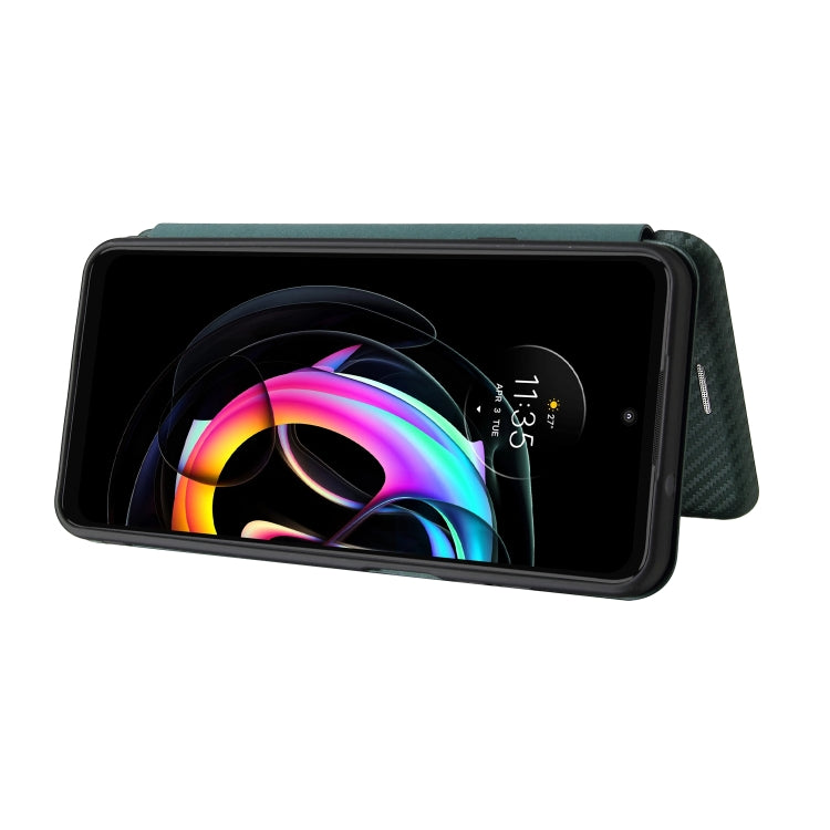 Carbon Fiber Texture Horizontal Flip TPU + PC + PU Leather Case with Card Slot For Motorola Edge 20 Lite