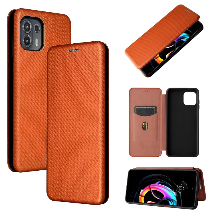 Carbon Fiber Texture Horizontal Flip TPU + PC + PU Leather Case with Card Slot For Motorola Edge 20 Lite
