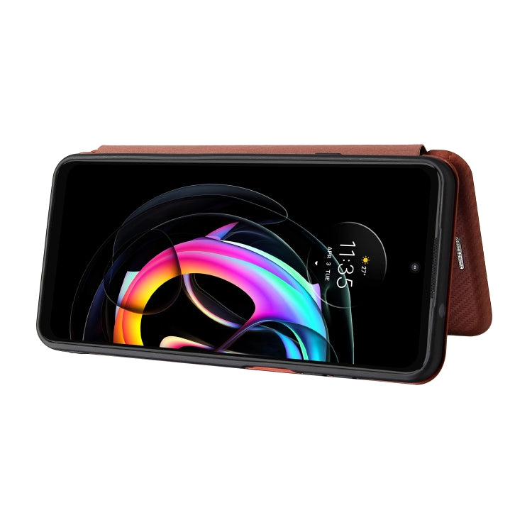 Carbon Fiber Texture Horizontal Flip TPU + PC + PU Leather Case with Card Slot For Motorola Edge 20 Lite