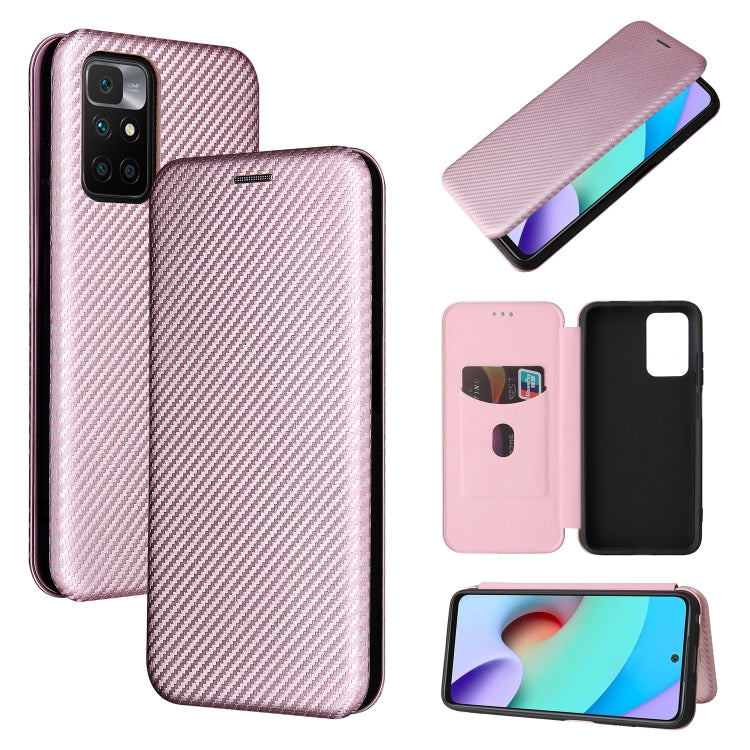 Carbon Fiber Texture Horizontal Flip TPU + PC + PU Leather Case with Card Slot For Xiaomi Redmi 10