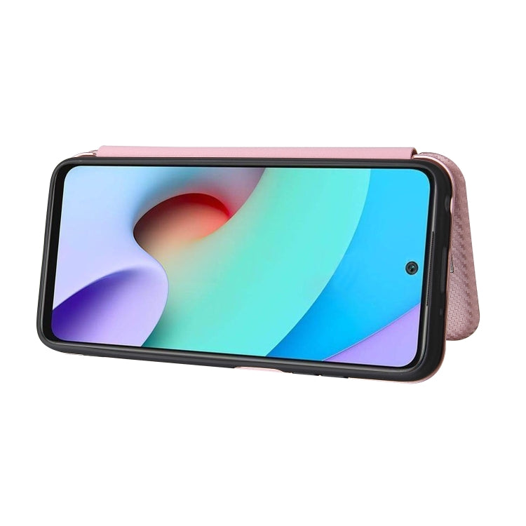 Carbon Fiber Texture Horizontal Flip TPU + PC + PU Leather Case with Card Slot For Xiaomi Redmi 10