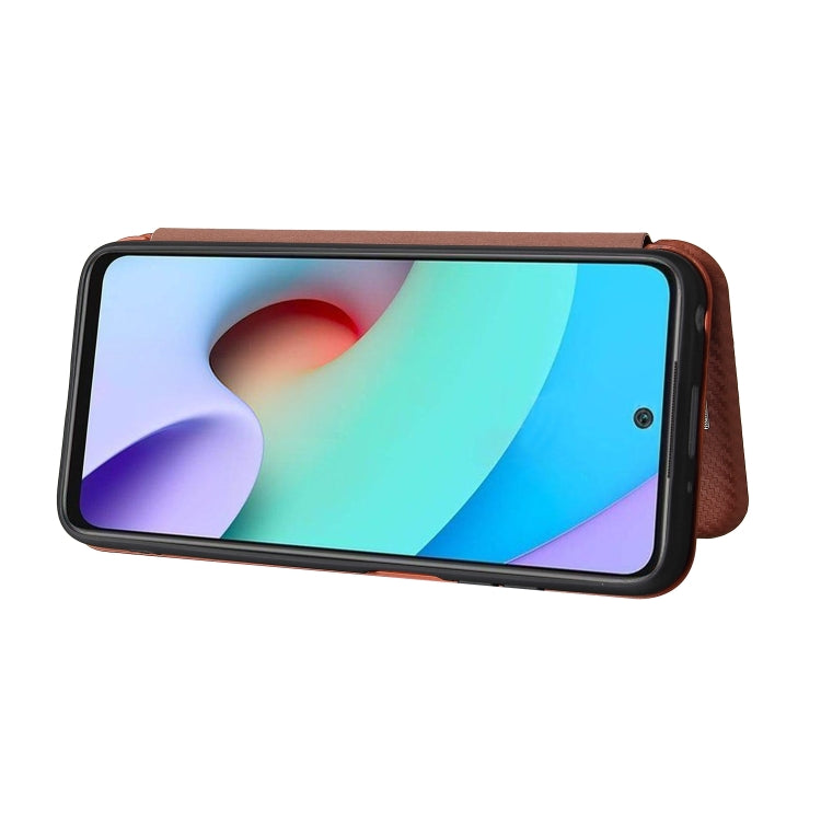 Carbon Fiber Texture Horizontal Flip TPU + PC + PU Leather Case with Card Slot For Xiaomi Redmi 10