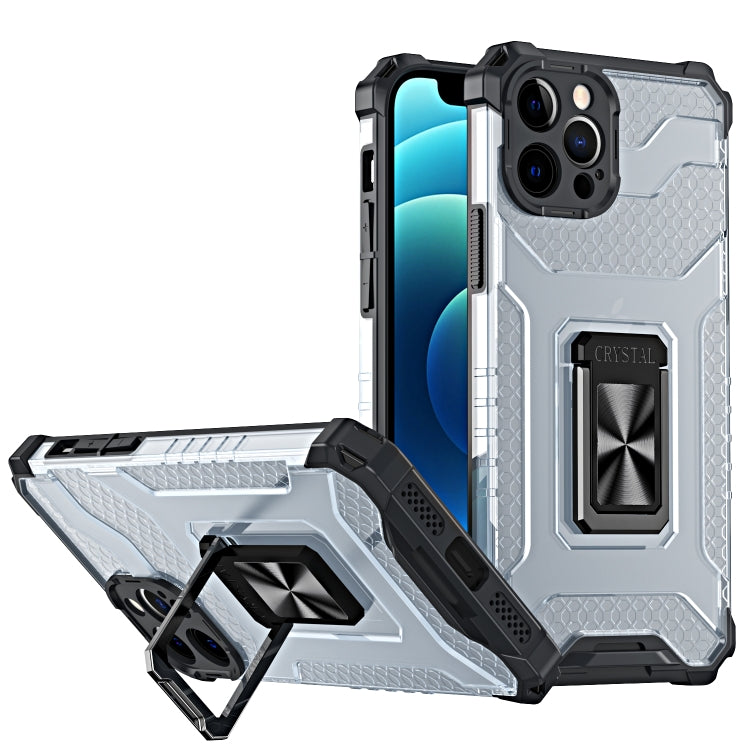 For iPhone 13 mini Armor Clear PC + TPU Shockproof Case with Metal Ring Holder