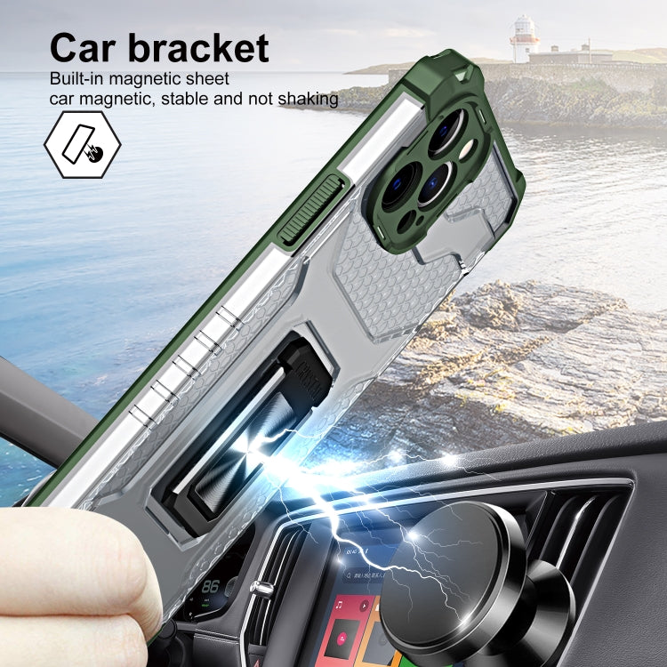 For iPhone 13 mini Armor Clear PC + TPU Shockproof Case with Metal Ring Holder