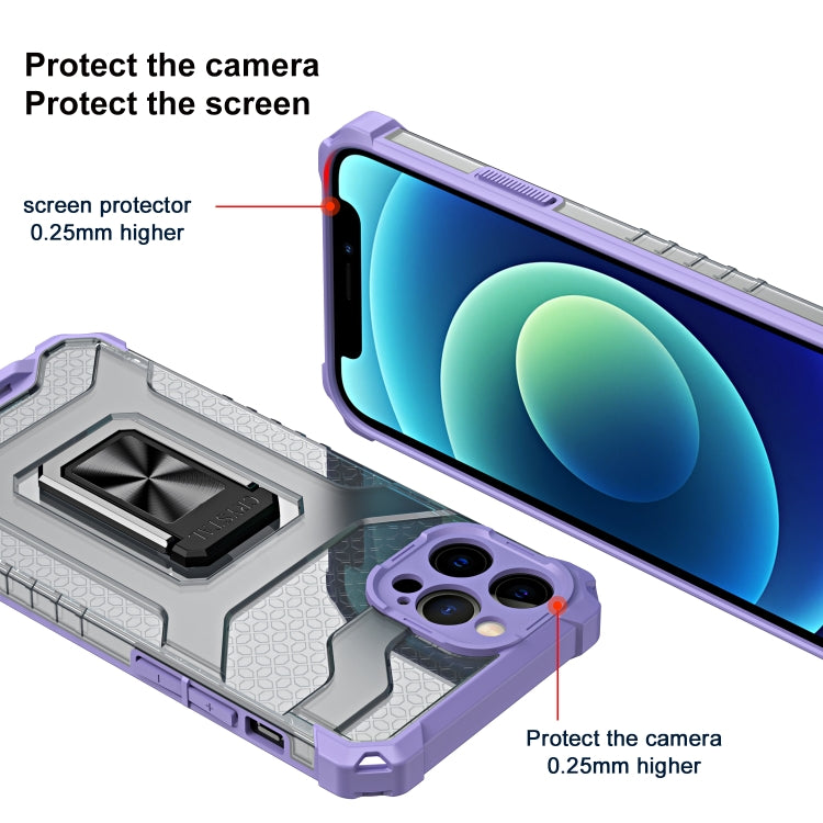 For iPhone 13 mini Armor Clear PC + TPU Shockproof Case with Metal Ring Holder