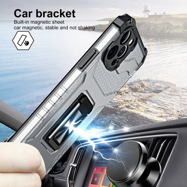 For iPhone 13 Armor Clear PC + TPU Shockproof Case with Metal Ring Holder