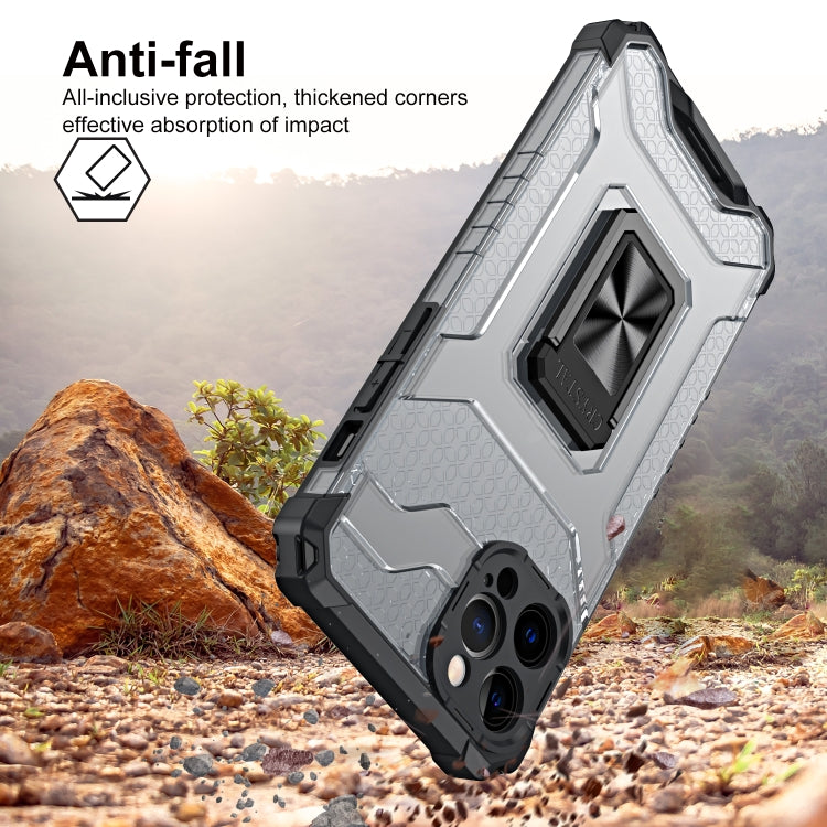 For iPhone 13 Armor Clear PC + TPU Shockproof Case with Metal Ring Holder