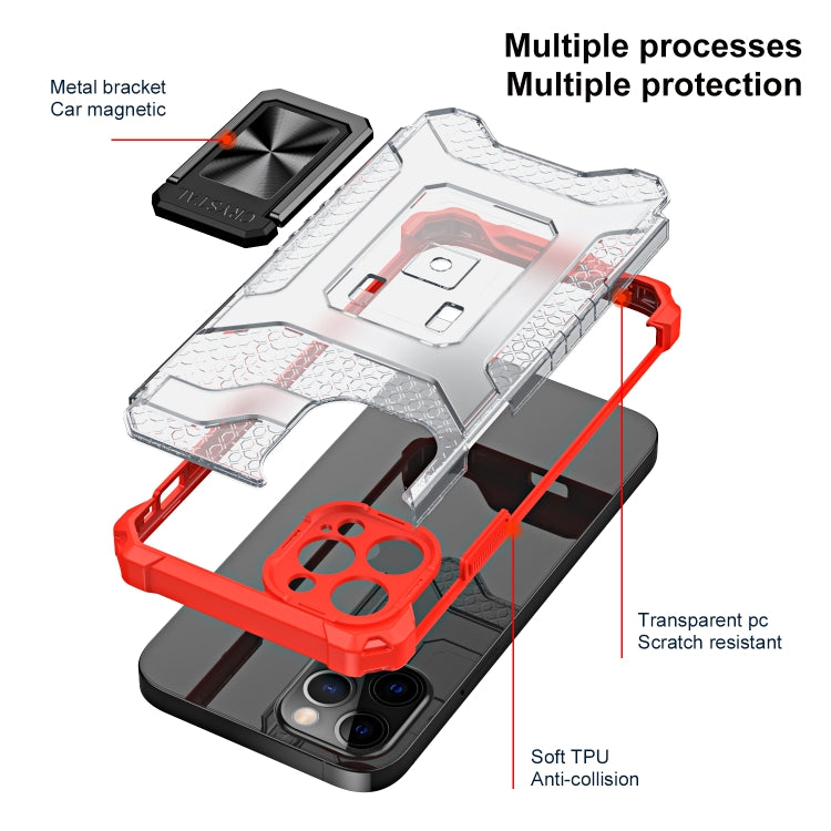 For iPhone 13 Armor Clear PC + TPU Shockproof Case with Metal Ring Holder