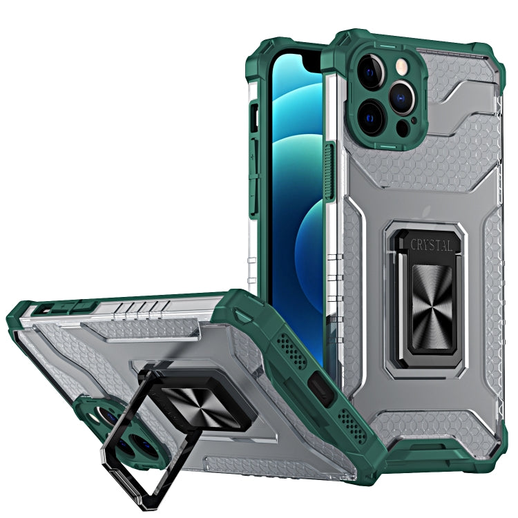 For iPhone 13 Armor Clear PC + TPU Shockproof Case with Metal Ring Holder