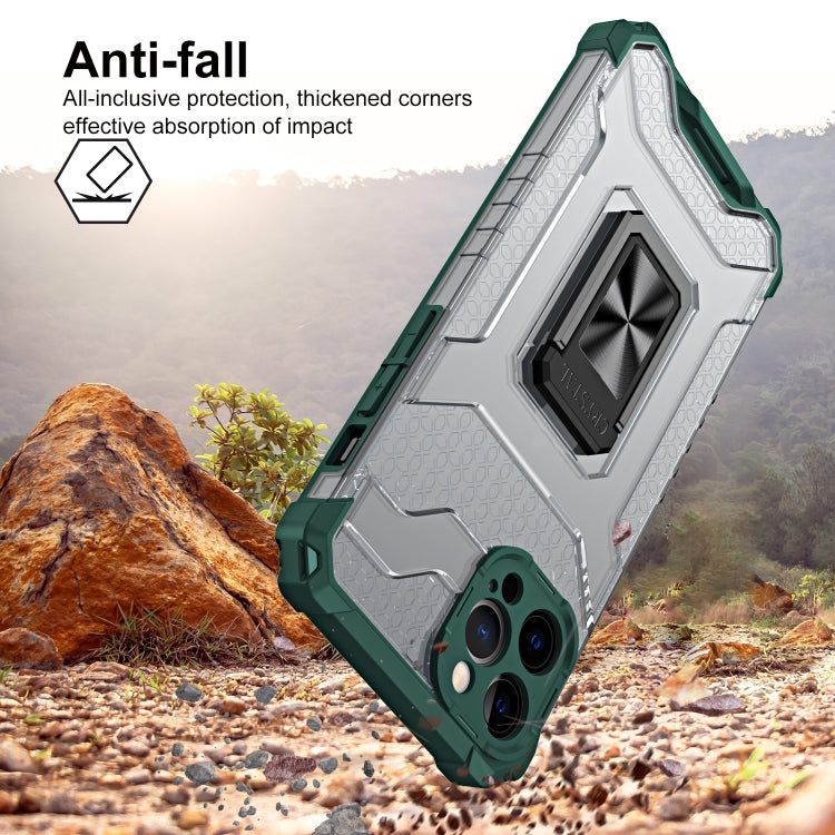 For iPhone 13 Pro Armor Clear PC + TPU Shockproof Case with Metal Ring Holder