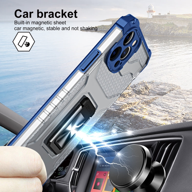 For iPhone 13 Pro Max Armor Clear PC + TPU Shockproof Case with Metal Ring Holder