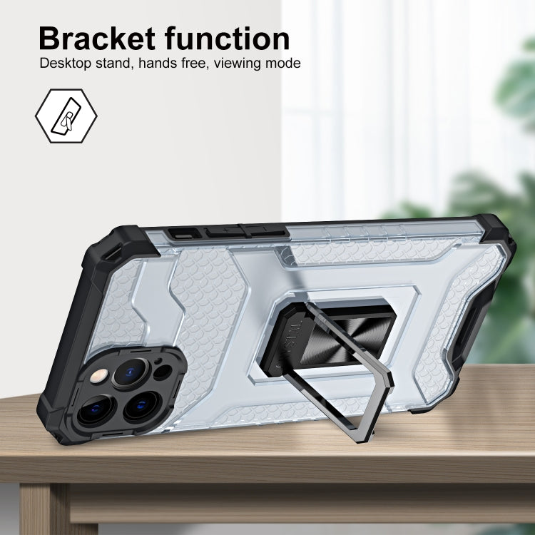 For iPhone 12 Armor Clear PC + TPU Shockproof Case with Metal Ring Holder