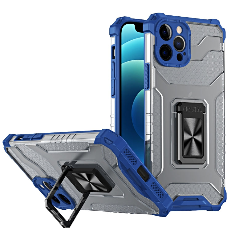For iPhone 12 Armor Clear PC + TPU Shockproof Case with Metal Ring Holder