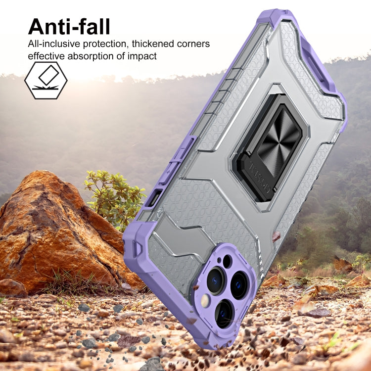 For iPhone 12 Armor Clear PC + TPU Shockproof Case with Metal Ring Holder
