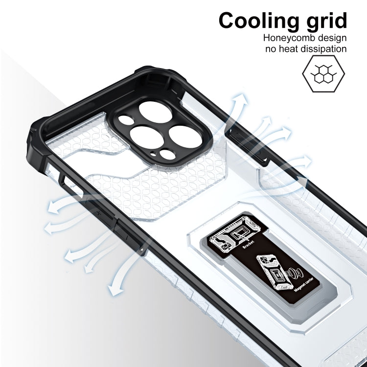 For iPhone 12 Pro Max Armor Clear PC + TPU Shockproof Case with Metal Ring Holder