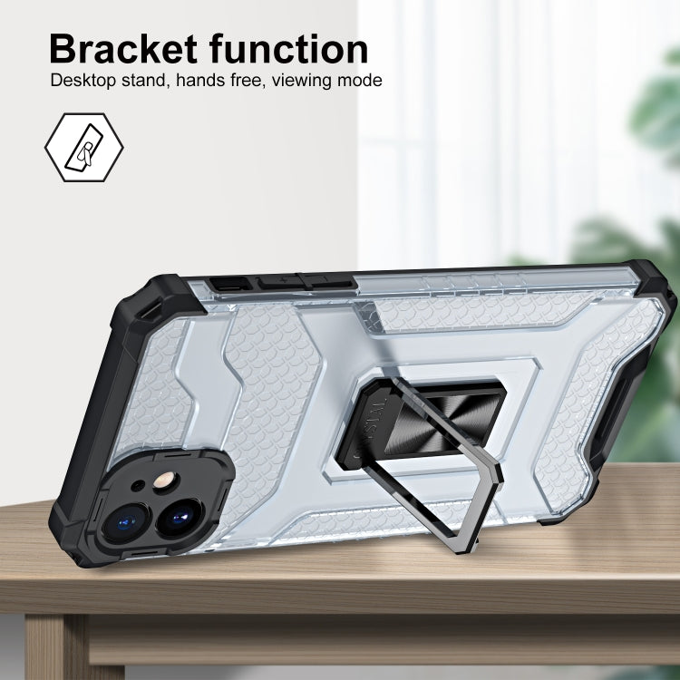 For iPhone 11 Armor Clear PC + TPU Shockproof Case with Metal Ring Holder