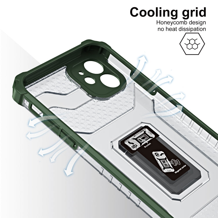 For iPhone 11 Armor Clear PC + TPU Shockproof Case with Metal Ring Holder