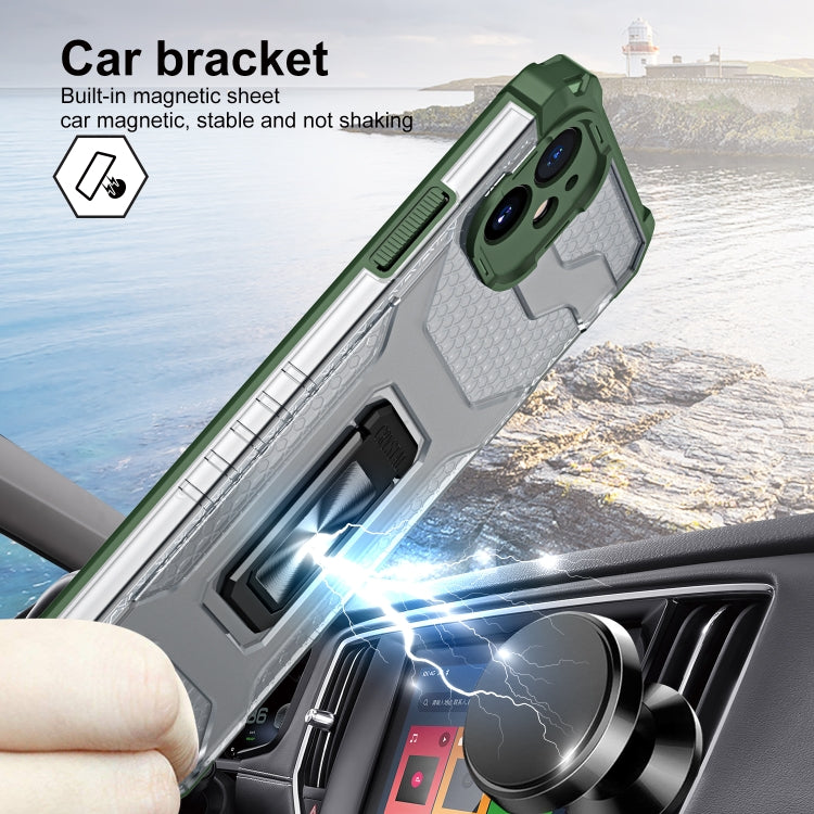 For iPhone 11 Armor Clear PC + TPU Shockproof Case with Metal Ring Holder