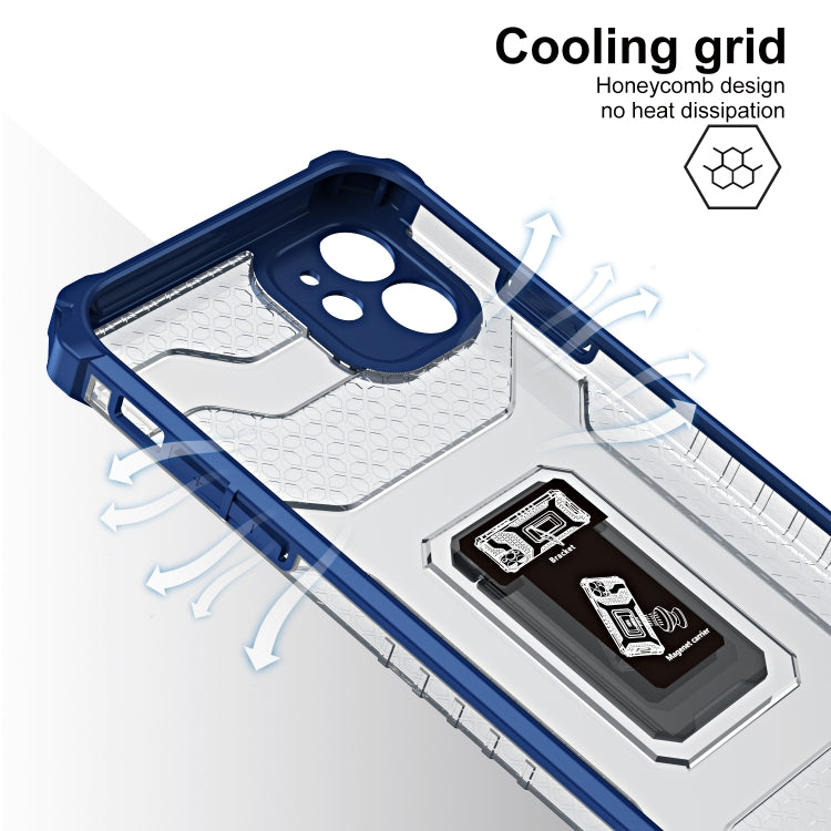 For iPhone 11 Armor Clear PC + TPU Shockproof Case with Metal Ring Holder