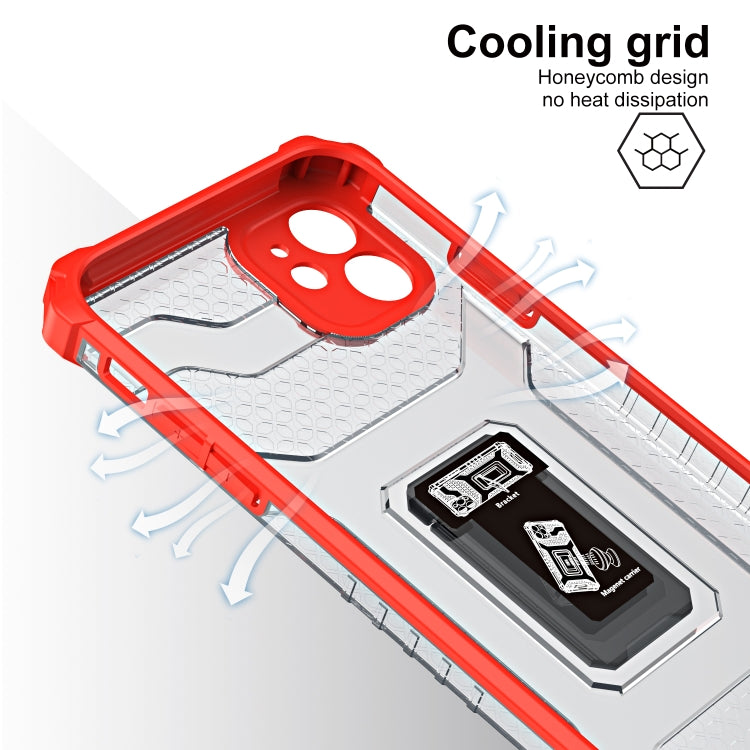 For iPhone 11 Pro Armor Clear PC + TPU Shockproof Case with Metal Ring Holder