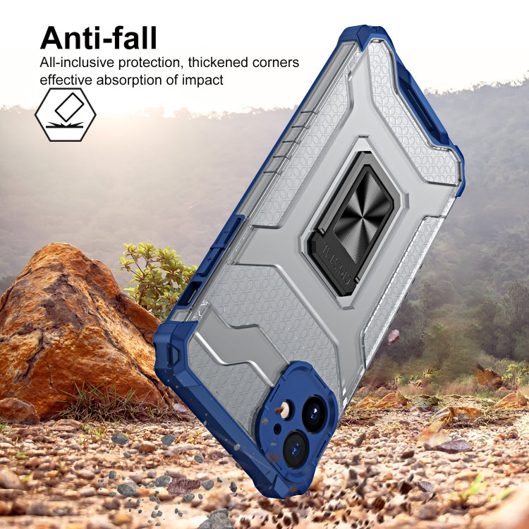 For iPhone 11 Pro Armor Clear PC + TPU Shockproof Case with Metal Ring Holder